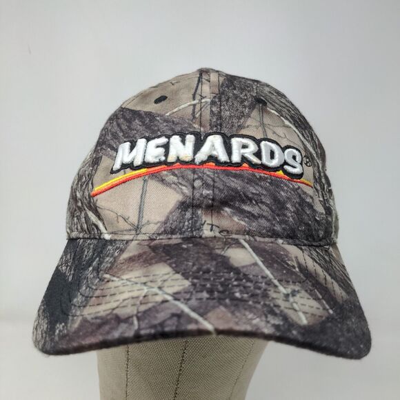 Menard's Men's Camo Strapback Hat Brown Green Adjustable Embroidered Logo #27 - Picture 2 of 11